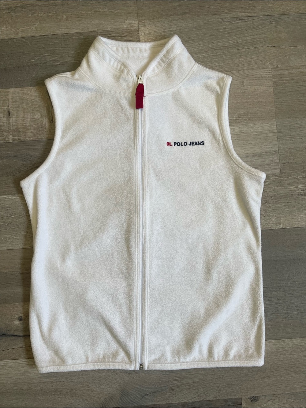 Vintage 90s Polo Jeans Co Ralph Lauren Fleece Vest Cream White Zip Up Womens M